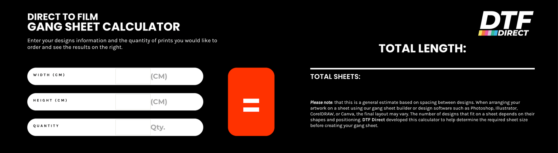 DTF Gang Sheet Calculator Shopify Section