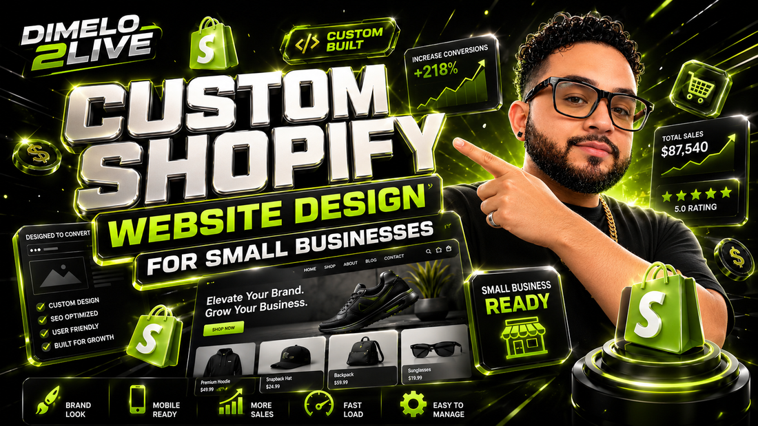Custom Shopify website design for small businesses by Dimelo 2Live in Davie Florida